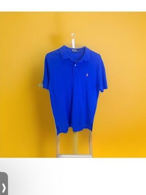 Ralph Lauren Men's Polo Shirt in Royal Blue with Orange embroidered logo